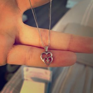 Bentelli sterling silver heart diamond necklace